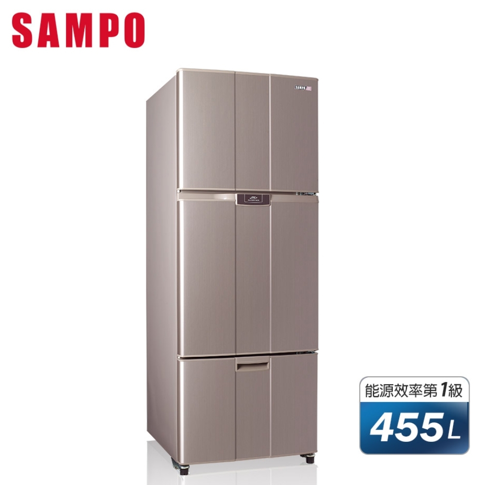 【現金價請看標籤】SAMPO 聲寶 SR-B46DV(R6) 一級能效超值變頻系列變頻三門冰箱455公升 紫燦銀